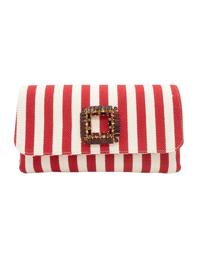Red Striped Fabric Clutch