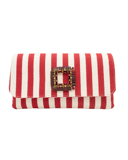 Red Striped Fabric Clutch