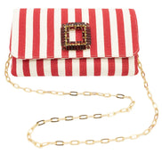 Red Striped Fabric Clutch