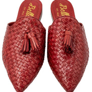 Red Woven Tassel Mules