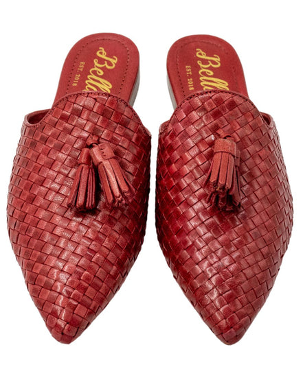 Red Woven Tassel Mules