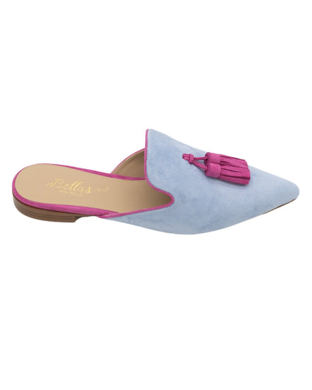 Sky-Hot Pink Tassel Mules