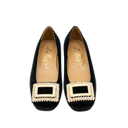 Velvet Ballerina with Crystal Buckle Black