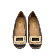 Velvet Ballerina with Crystal Buckle Grey
