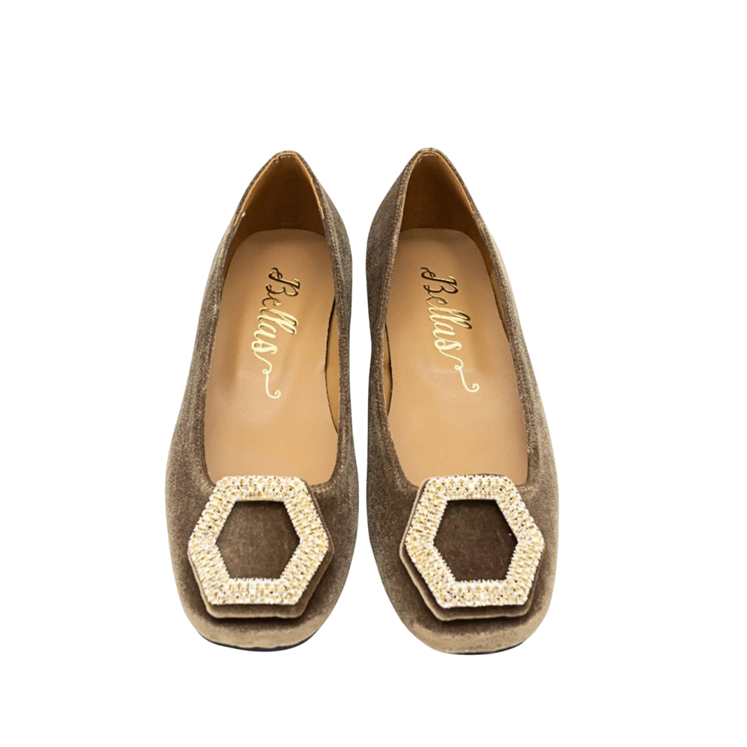 Velvet Ballerina with Crystal Buckle Puro
