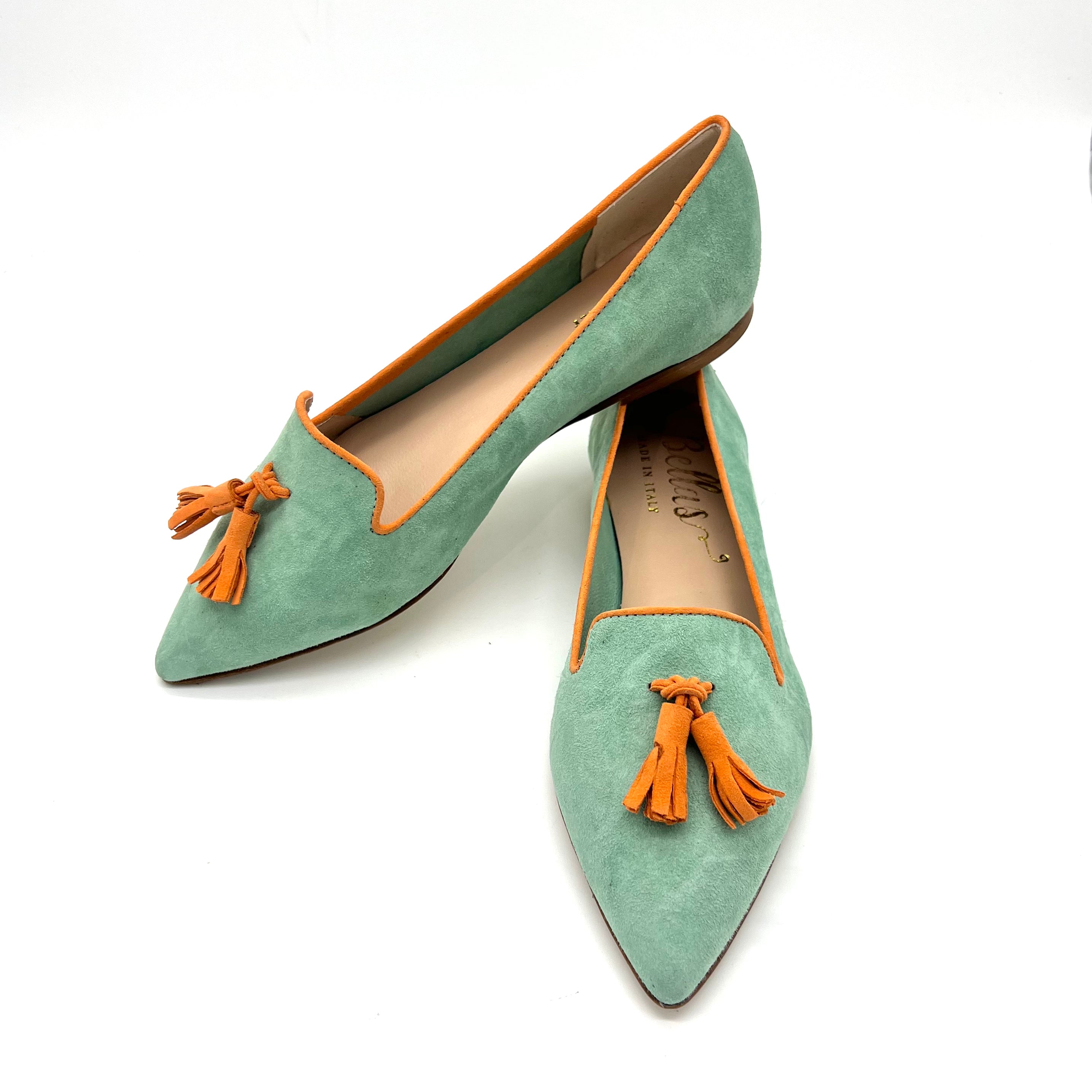 Pointy Tassel Loafer Mint - Papaya (short tassel)