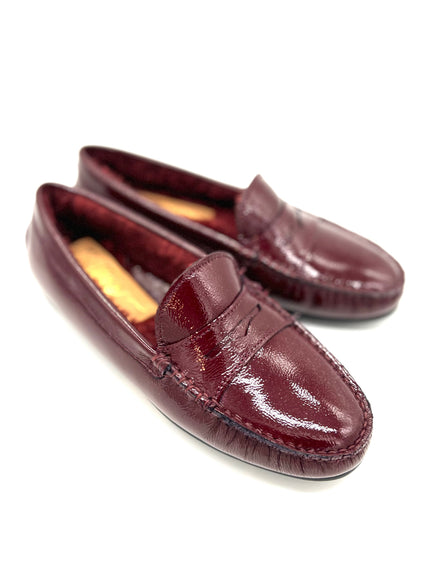 Patent Moccasin Bordo Shearling Lined