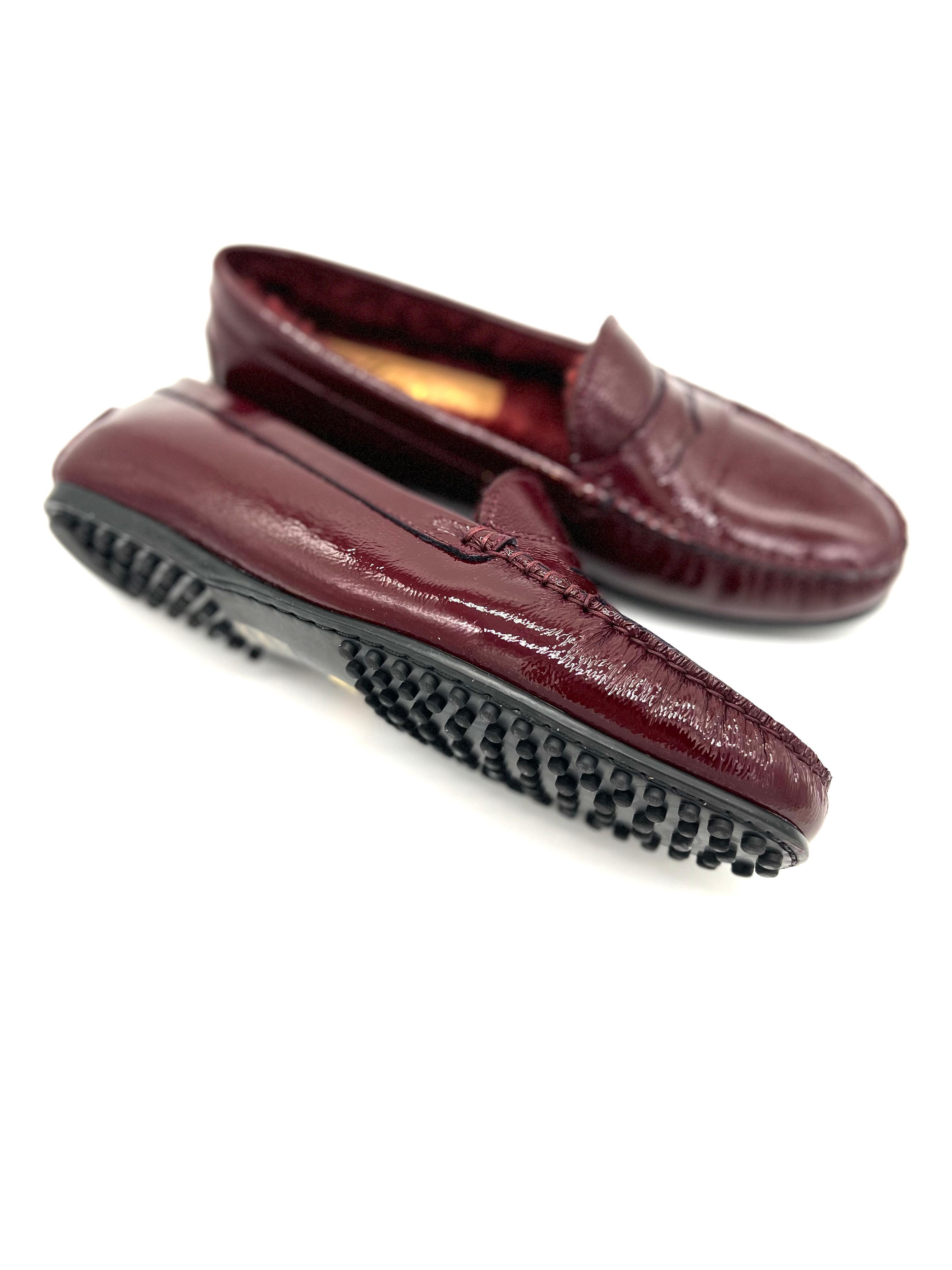 Patent Moccasin Bordo Shearling Lined
