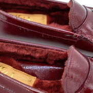 Patent Moccasin Bordo Shearling Lined